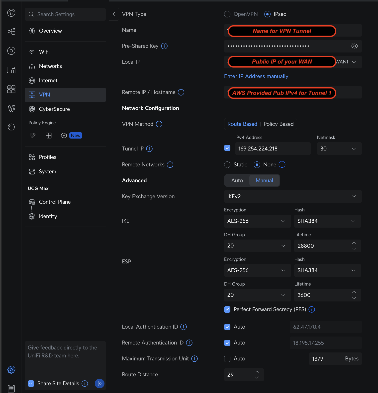 UniFi Console - Step 2: Configure VPN